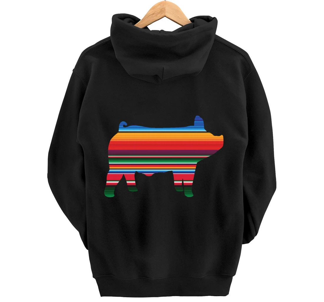 Show Swine Serape Pig For Girls Who Show Livestock Gift Pullover Hoodie