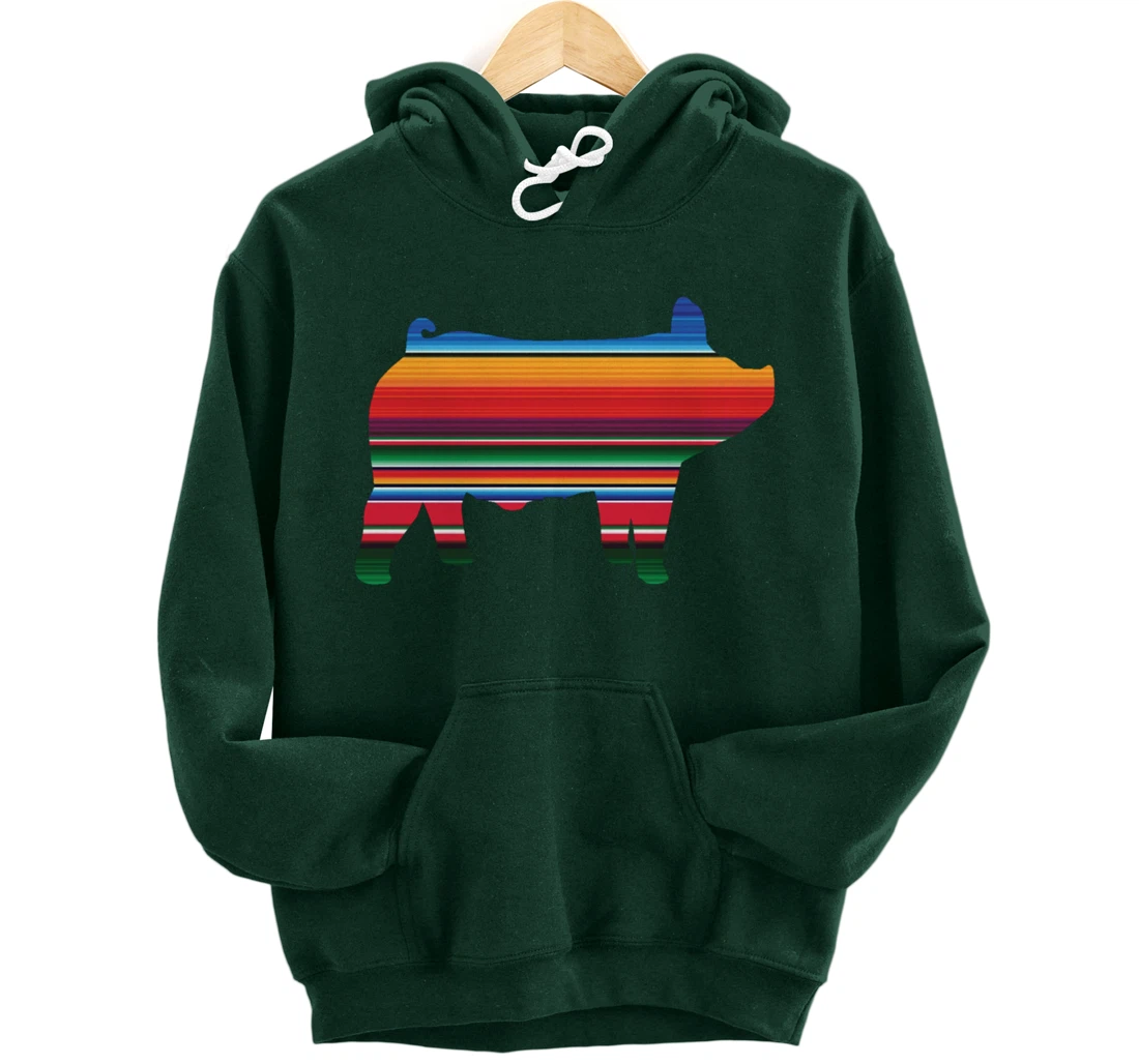 Show Swine Serape Pig For Girls Who Show Livestock Gift Pullover Hoodie