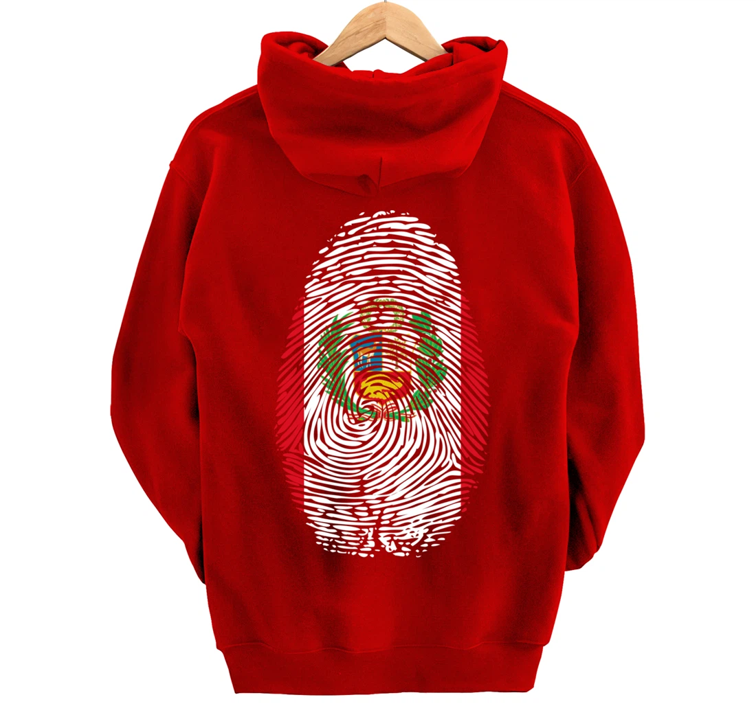 Peru Flag Fingerprint Pullover Hoodie