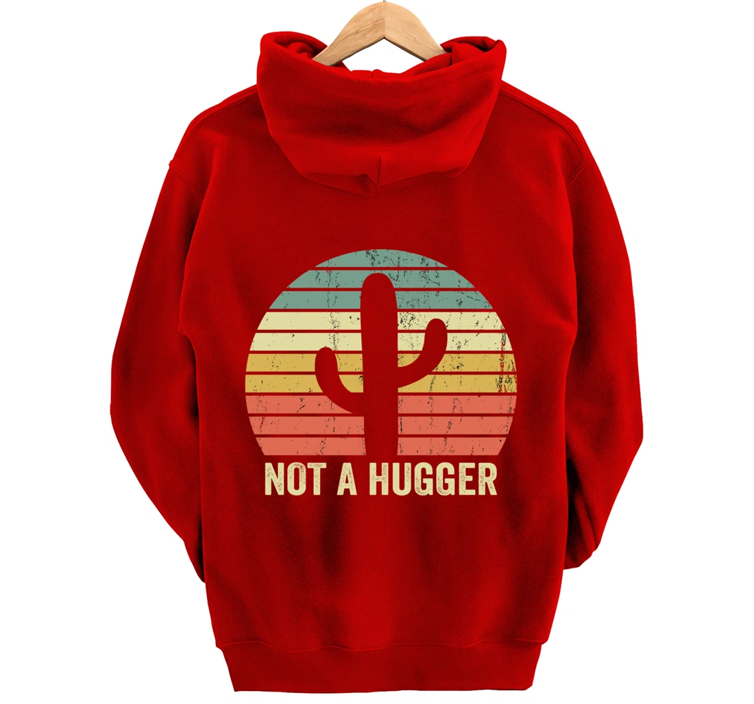 Funny Not A Hugger Cactus Introvert Sarcastic Gift Pullover Hoodie