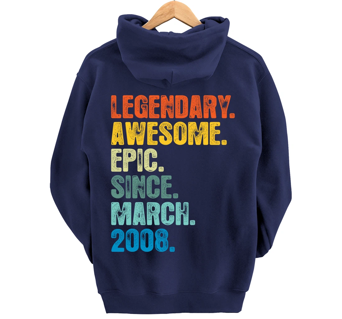 Retro Legendary Since March 2008 T Shirt 12 Years Old Pullover Hoodie