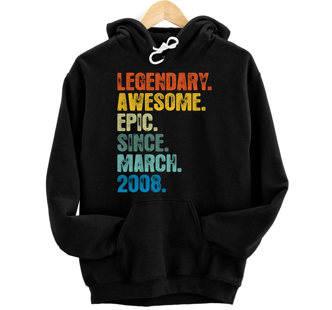 Retro Legendary Since March 2008 T Shirt 12 Years Old Pullover Hoodie