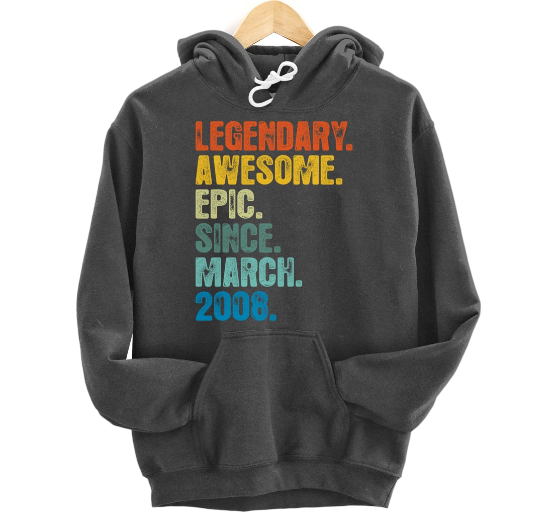 Retro Legendary Since March 2008 T Shirt 12 Years Old Pullover Hoodie