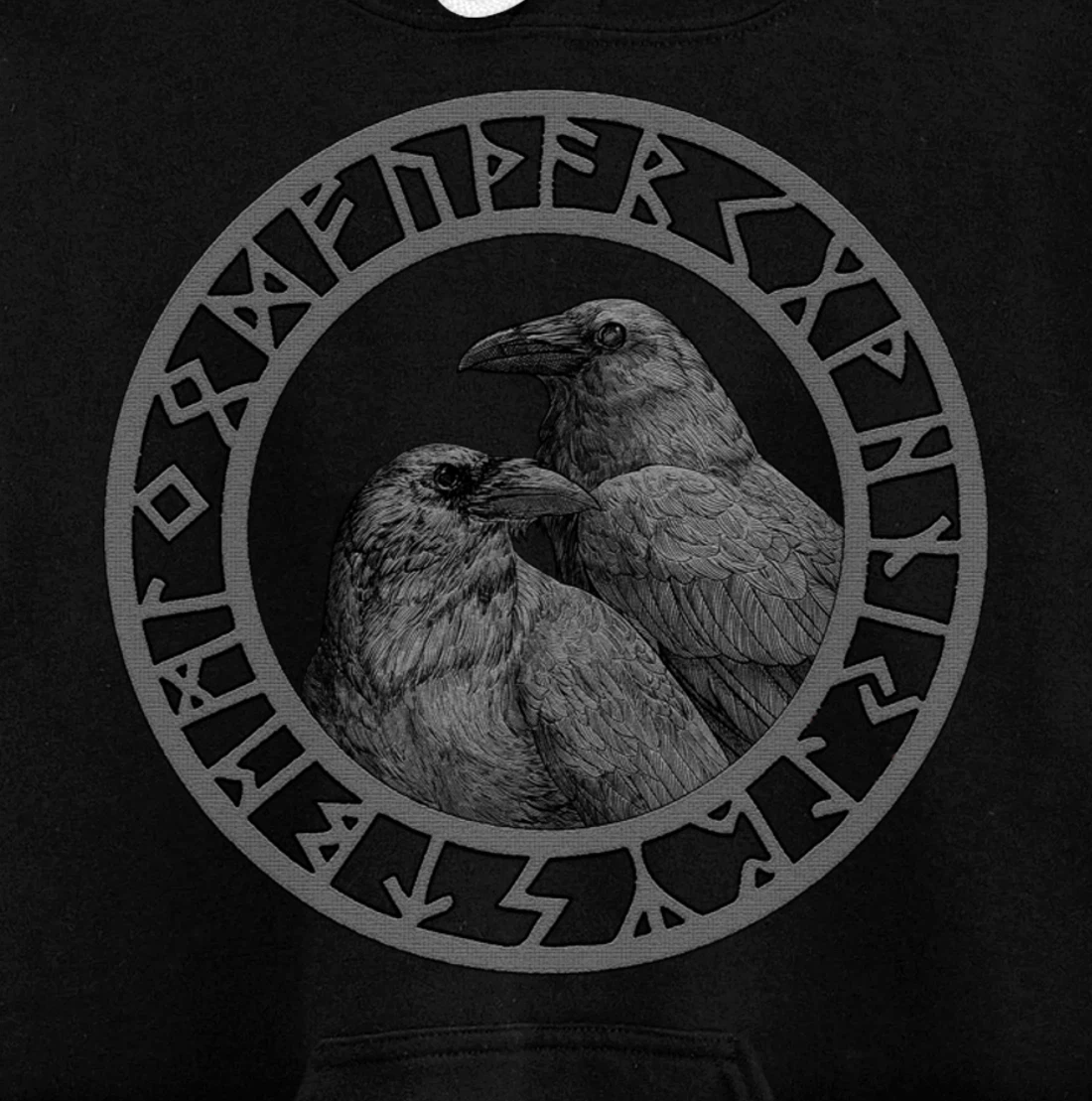 Viking Norse Mythology Vegvisir Runes Odin's Huginn & Muninn Pullover Hoodie