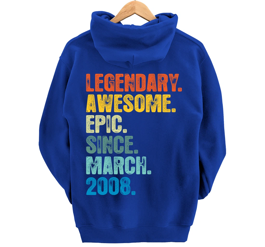 Retro Legendary Since March 2008 T Shirt 12 Years Old Pullover Hoodie
