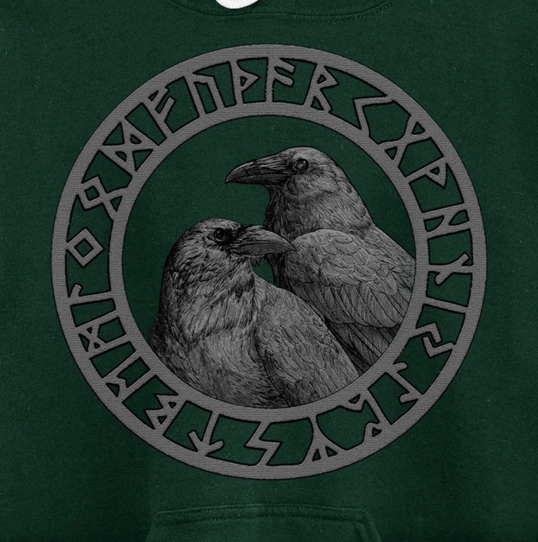 Viking Norse Mythology Vegvisir Runes Odin's Huginn & Muninn Pullover Hoodie