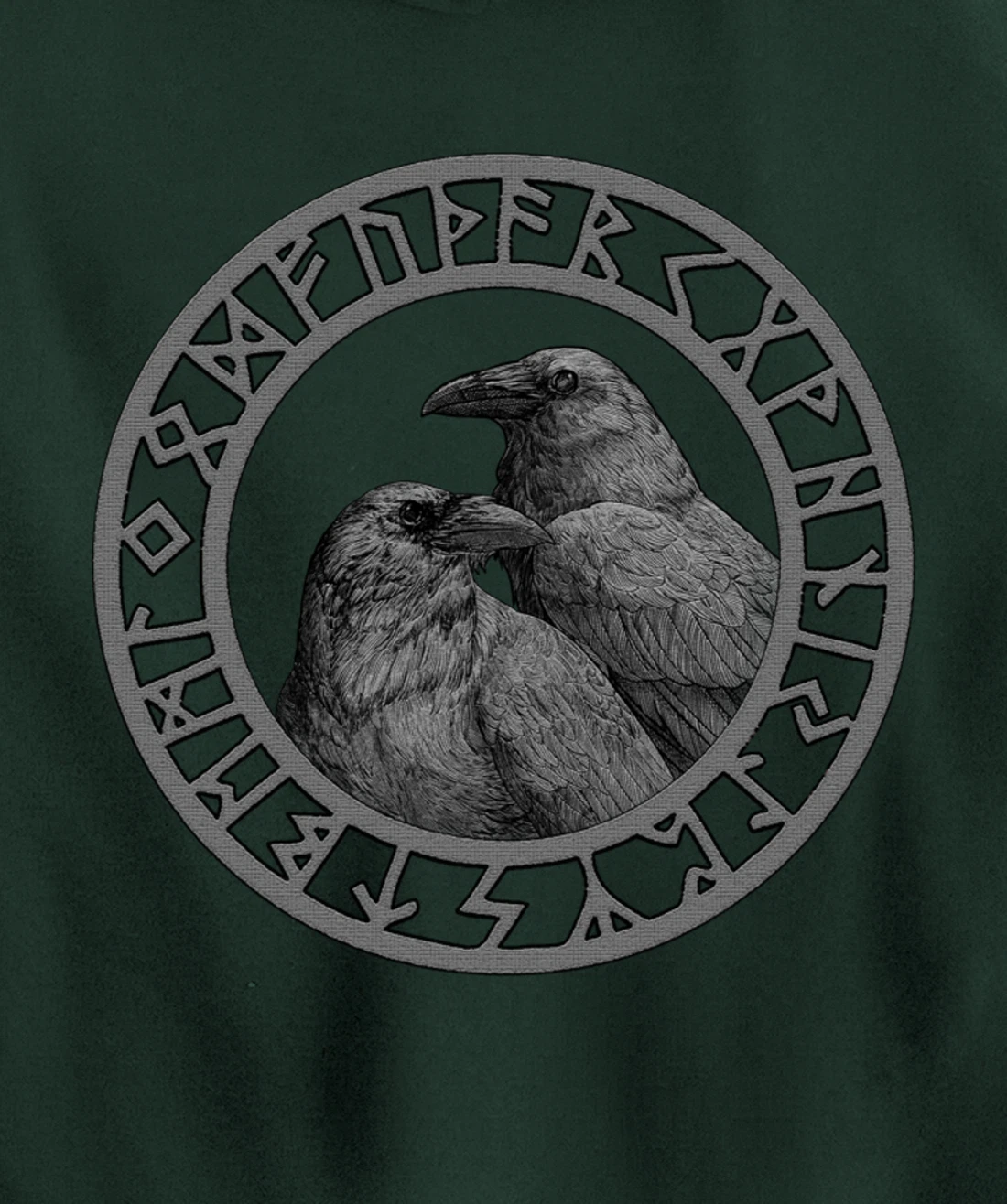 Viking Norse Mythology Vegvisir Runes Odin's Huginn & Muninn Pullover Hoodie