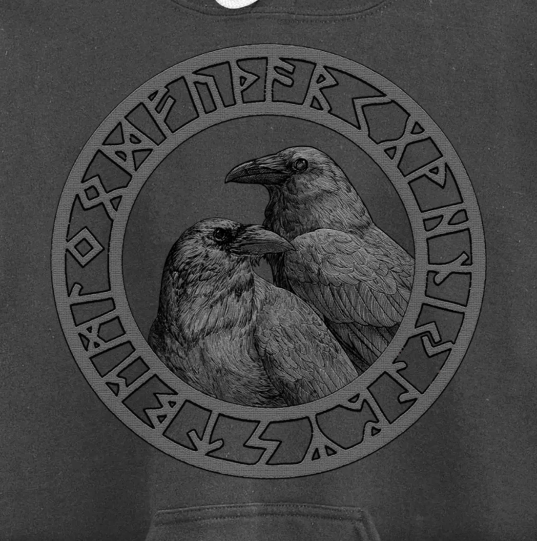 Viking Norse Mythology Vegvisir Runes Odin's Huginn & Muninn Pullover Hoodie