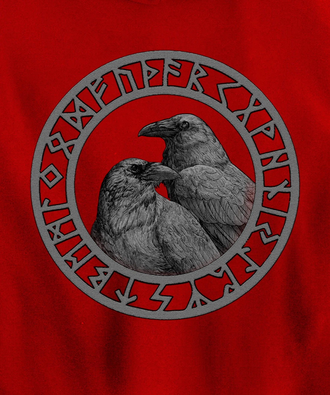 Viking Norse Mythology Vegvisir Runes Odin's Huginn & Muninn Pullover Hoodie