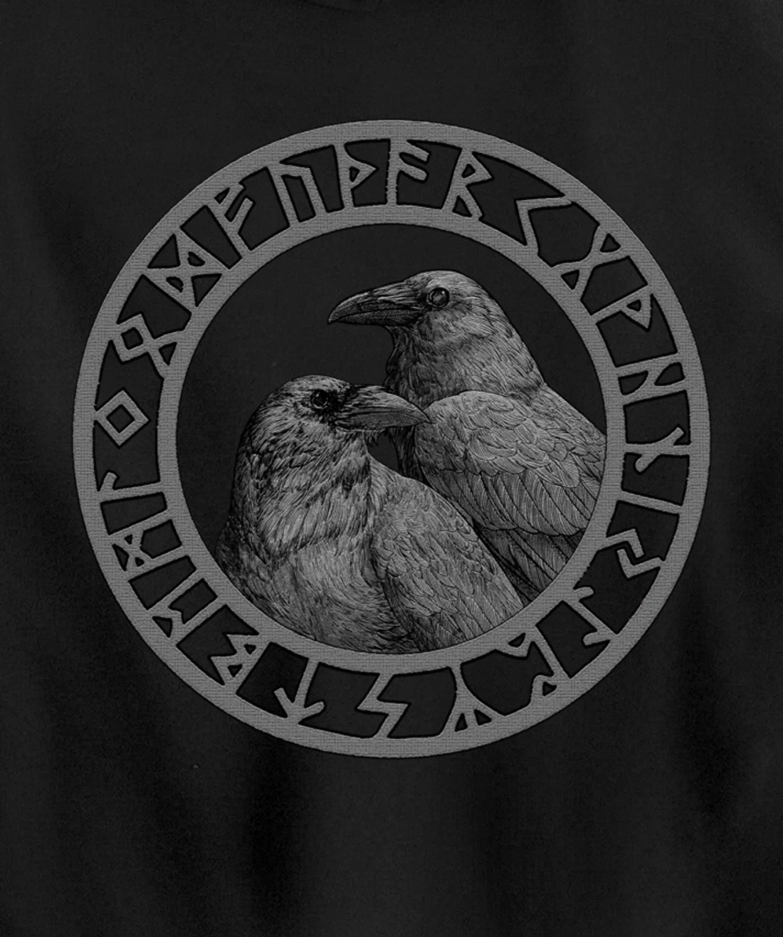 Viking Norse Mythology Vegvisir Runes Odin's Huginn & Muninn Pullover Hoodie