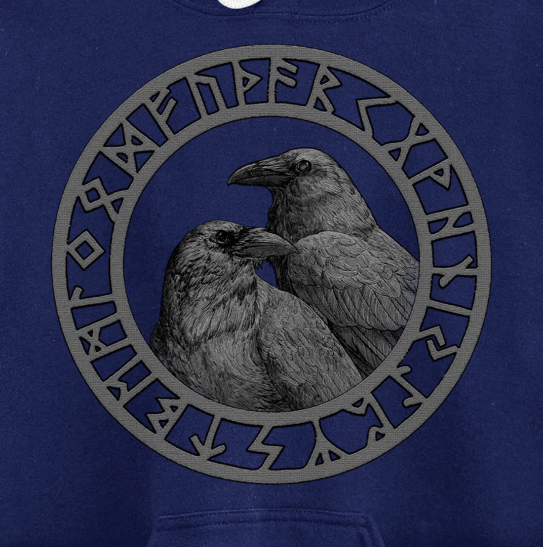 Viking Norse Mythology Vegvisir Runes Odin's Huginn & Muninn Pullover Hoodie