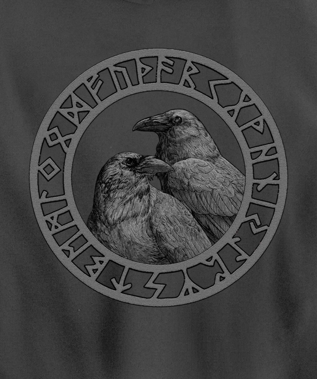 Viking Norse Mythology Vegvisir Runes Odin's Huginn & Muninn Pullover Hoodie