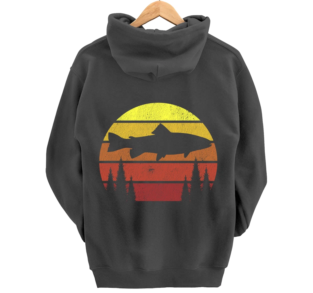 Steelhead Fishing Retro Rainbow Trout River Fisherman Pullover Hoodie
