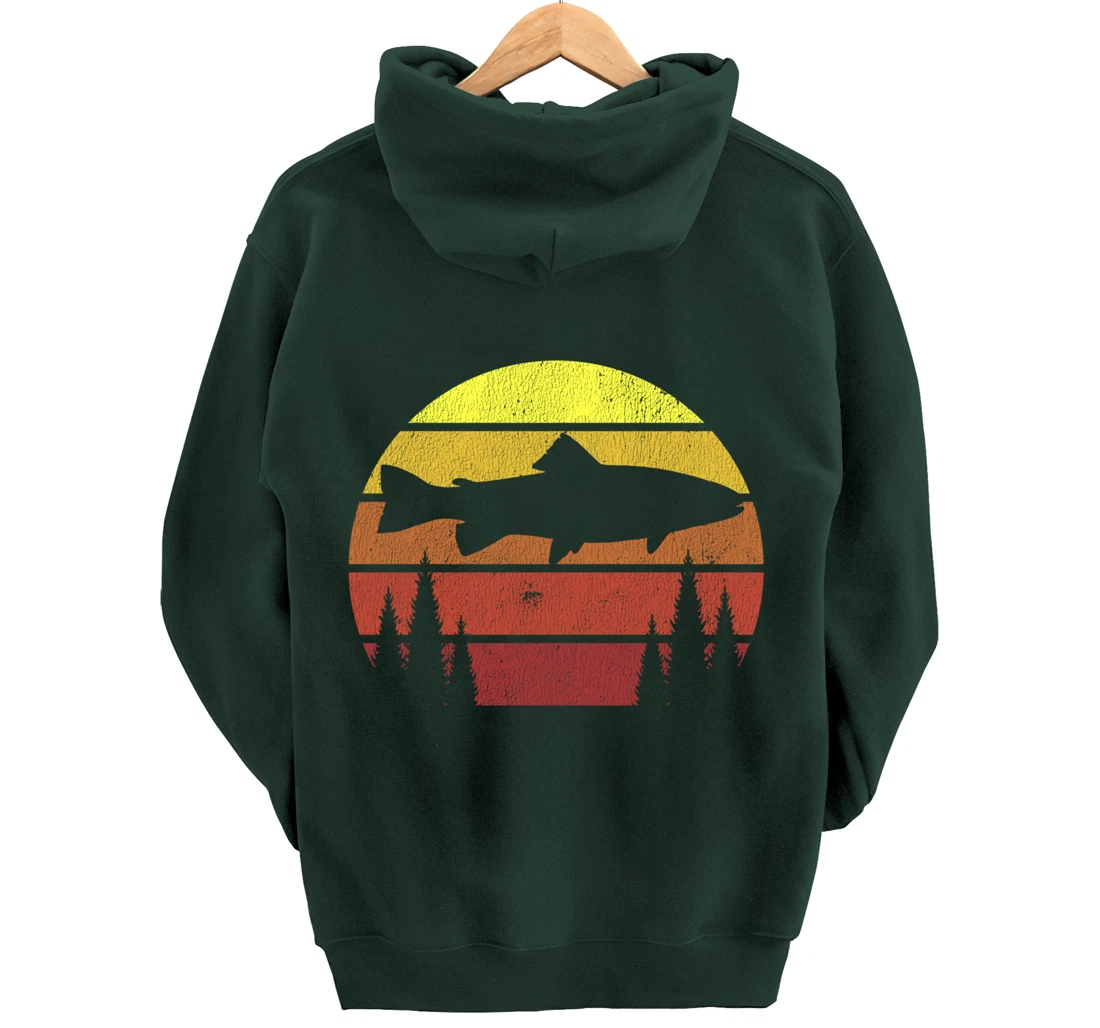 Steelhead Fishing Retro Rainbow Trout River Fisherman Pullover Hoodie