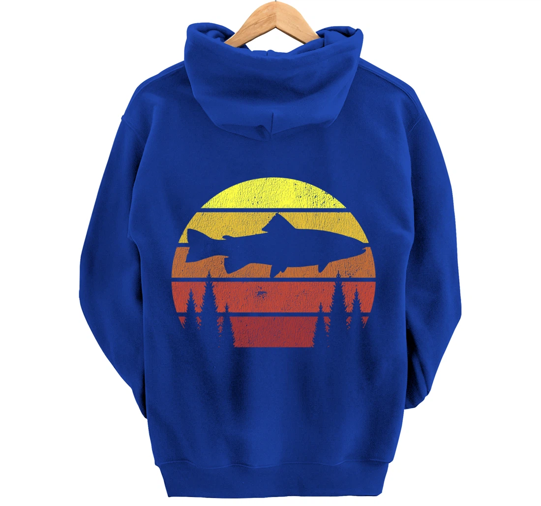 Steelhead Fishing Retro Rainbow Trout River Fisherman Pullover Hoodie