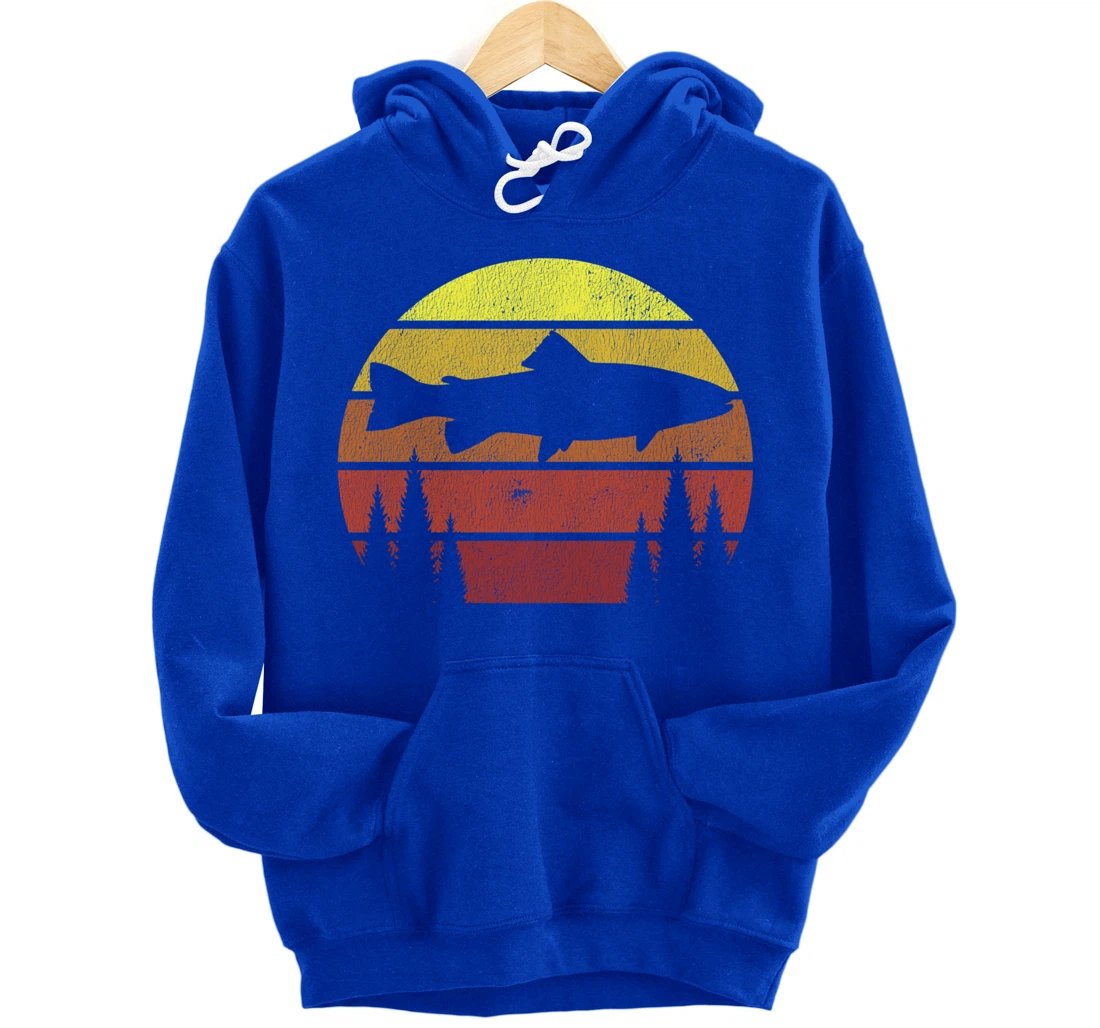 Steelhead Fishing Retro Rainbow Trout River Fisherman Pullover Hoodie
