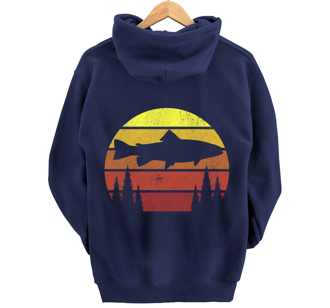 Steelhead Fishing Retro Rainbow Trout River Fisherman Pullover Hoodie