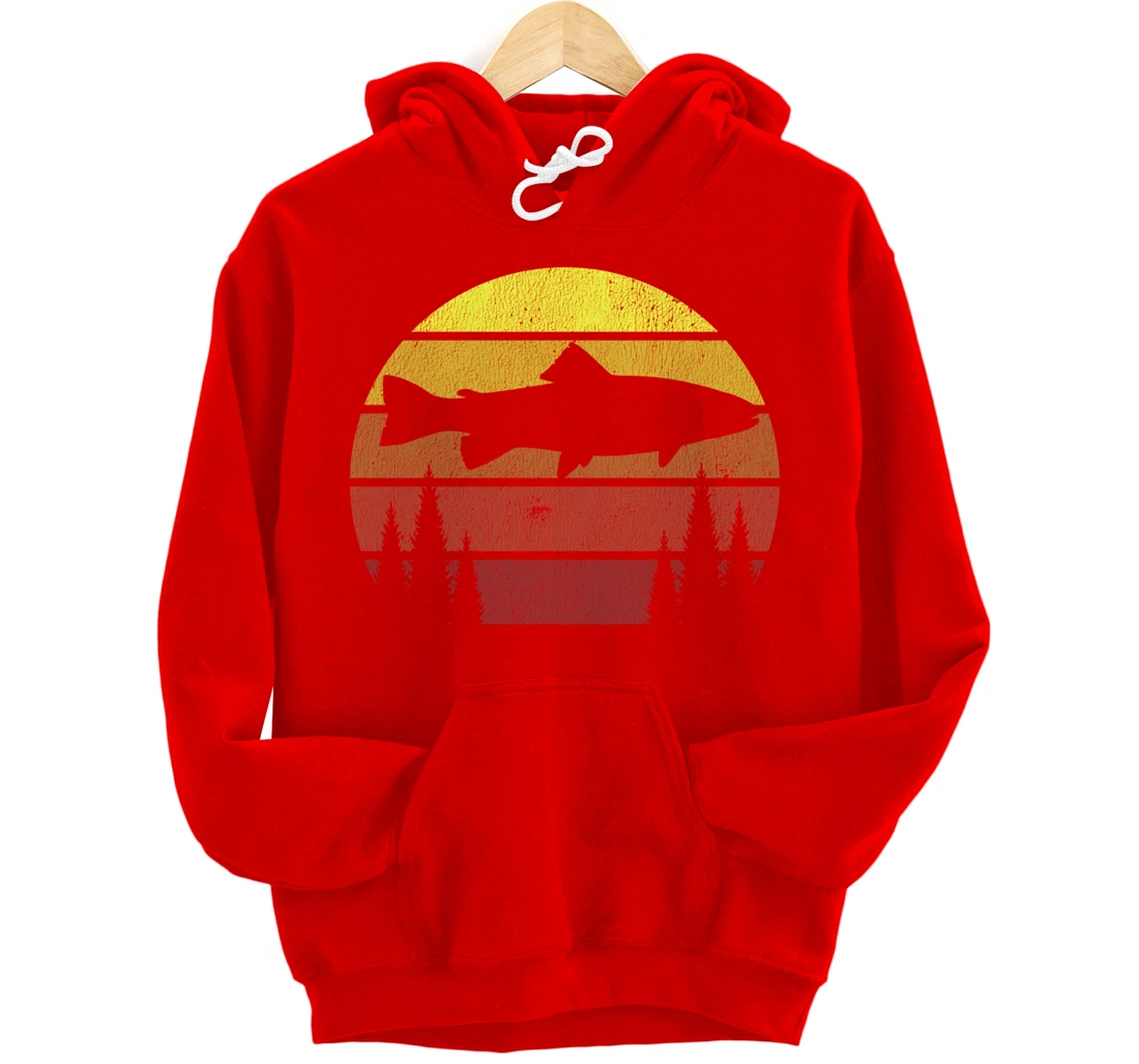 Steelhead Fishing Retro Rainbow Trout River Fisherman Pullover Hoodie