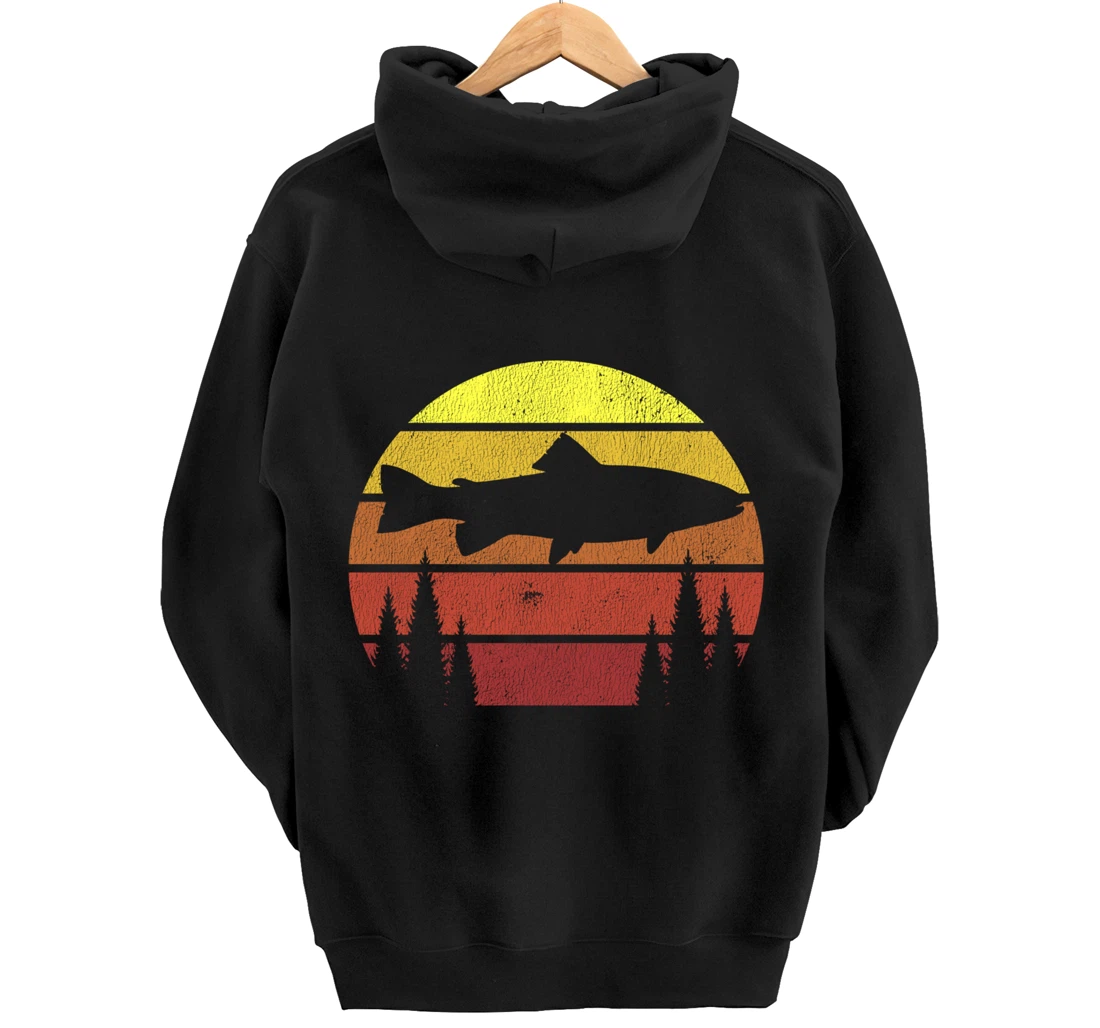 Steelhead Fishing Retro Rainbow Trout River Fisherman Pullover Hoodie