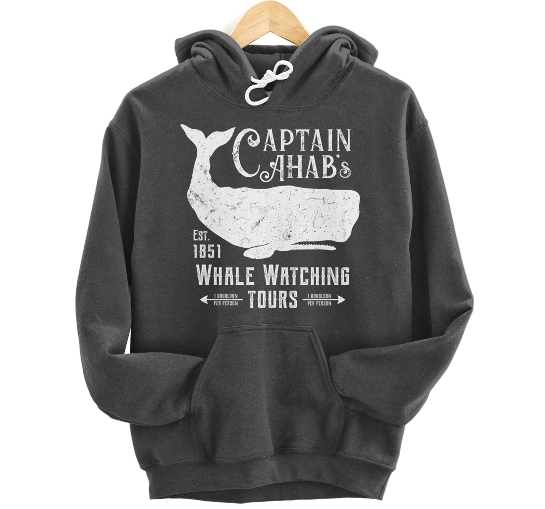 Moby Dick | Captain Ahab Whale Watching | Funny Sperm Whales Pullover Hoodie