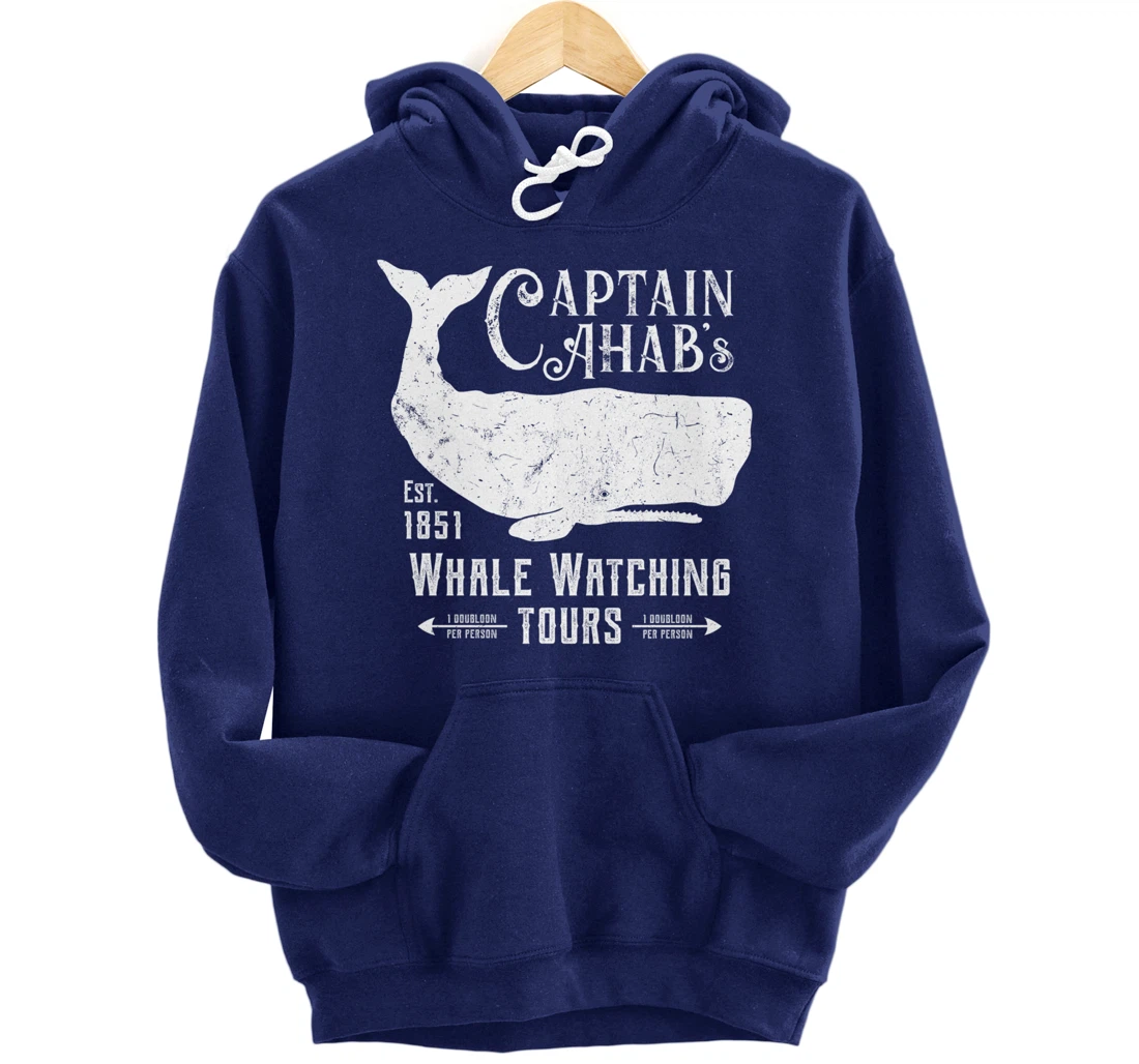 Moby Dick | Captain Ahab Whale Watching | Funny Sperm Whales Pullover Hoodie