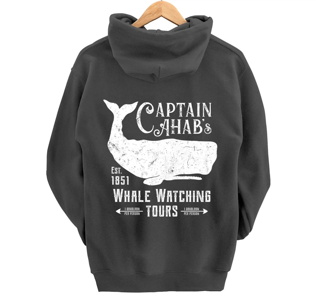 Moby Dick | Captain Ahab Whale Watching | Funny Sperm Whales Pullover Hoodie