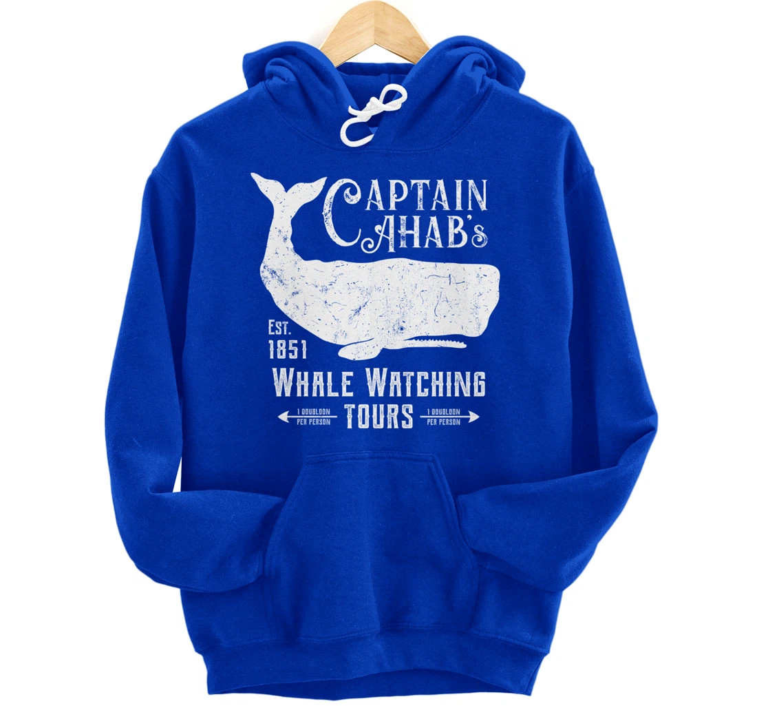Moby Dick | Captain Ahab Whale Watching | Funny Sperm Whales Pullover Hoodie