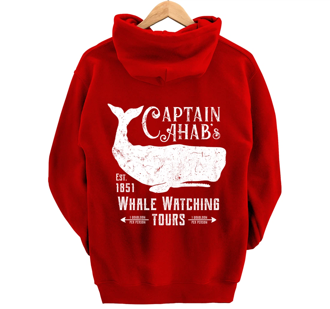 Moby Dick | Captain Ahab Whale Watching | Funny Sperm Whales Pullover Hoodie