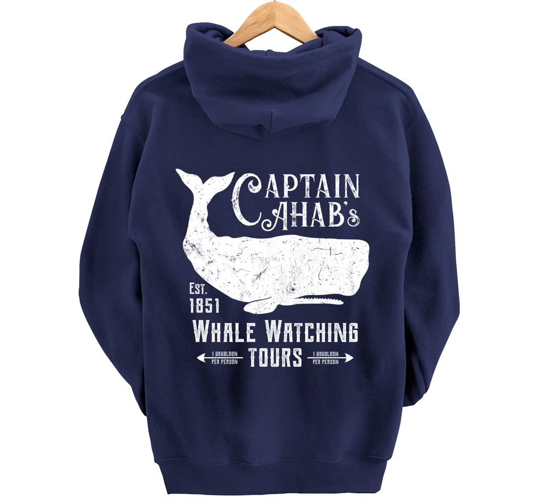 Moby Dick | Captain Ahab Whale Watching | Funny Sperm Whales Pullover Hoodie