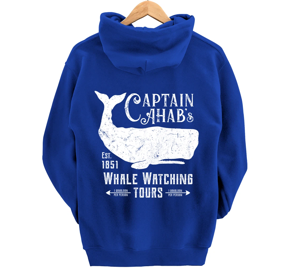 Moby Dick | Captain Ahab Whale Watching | Funny Sperm Whales Pullover Hoodie