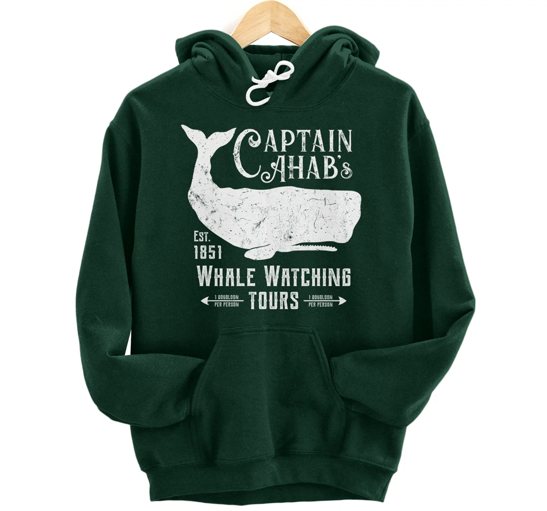 Moby Dick | Captain Ahab Whale Watching | Funny Sperm Whales Pullover Hoodie