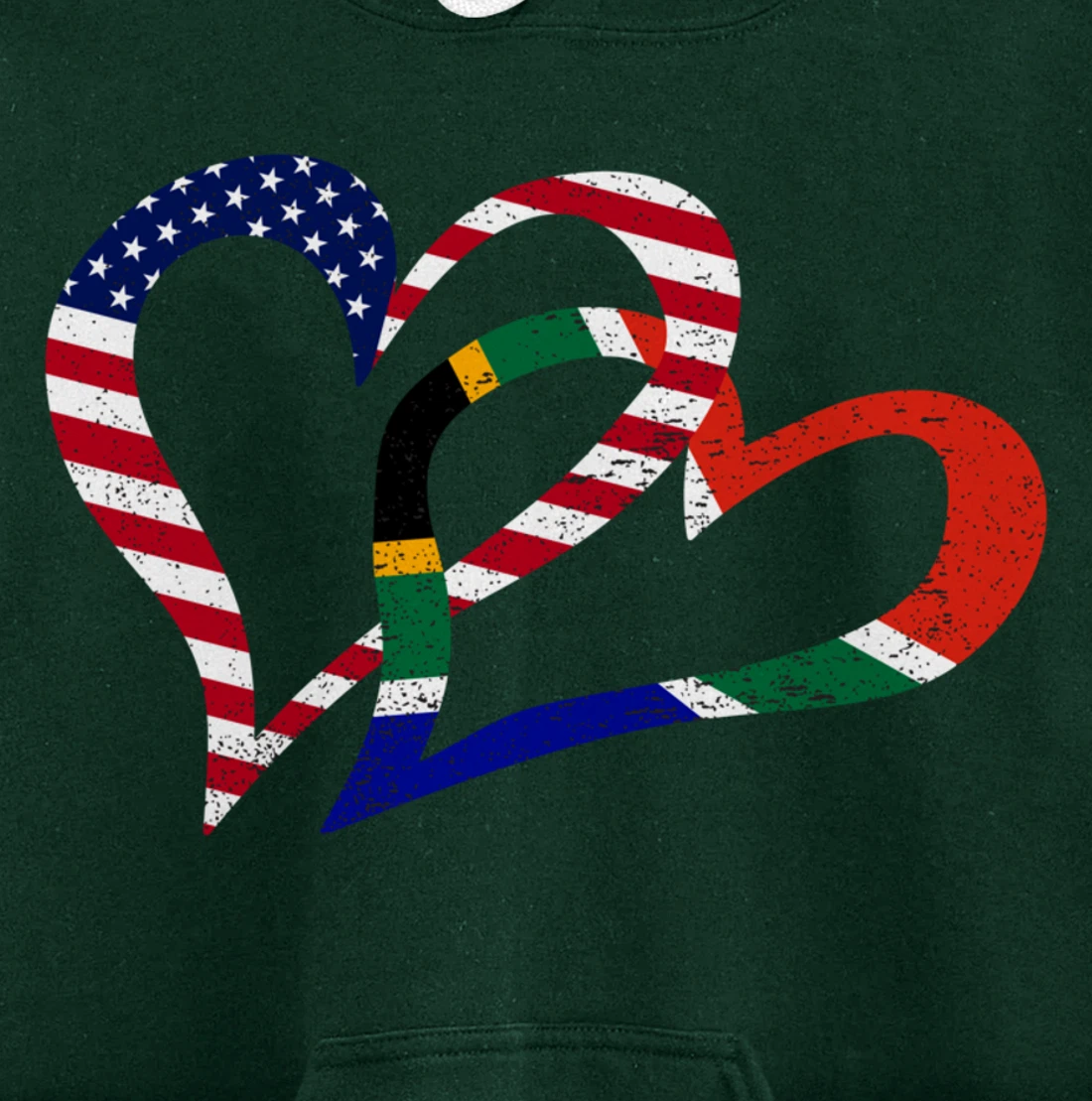 Love Heart South Africa African USA Americans Flag Colors Pullover Hoodie