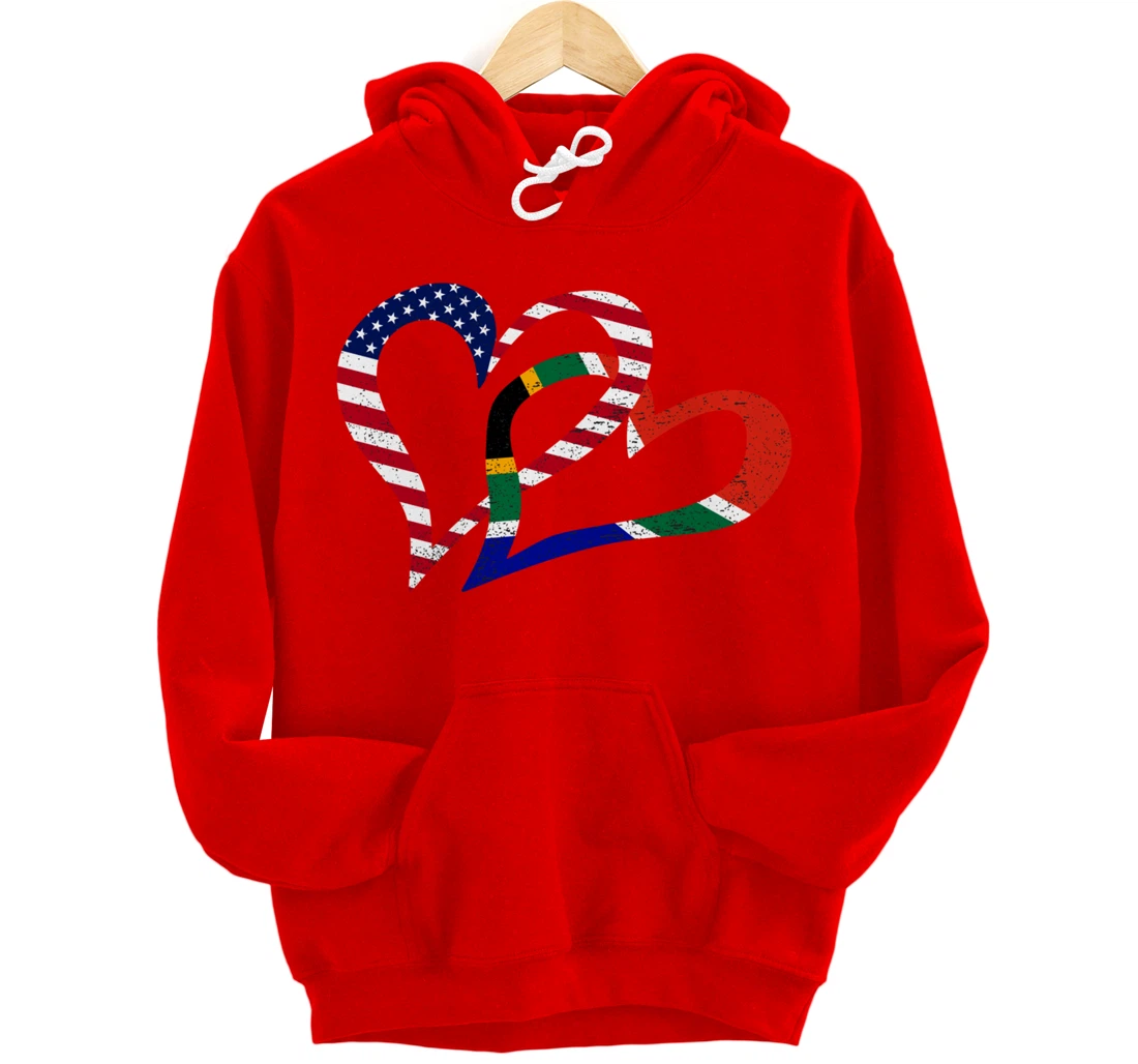 Love Heart South Africa African USA Americans Flag Colors Pullover Hoodie