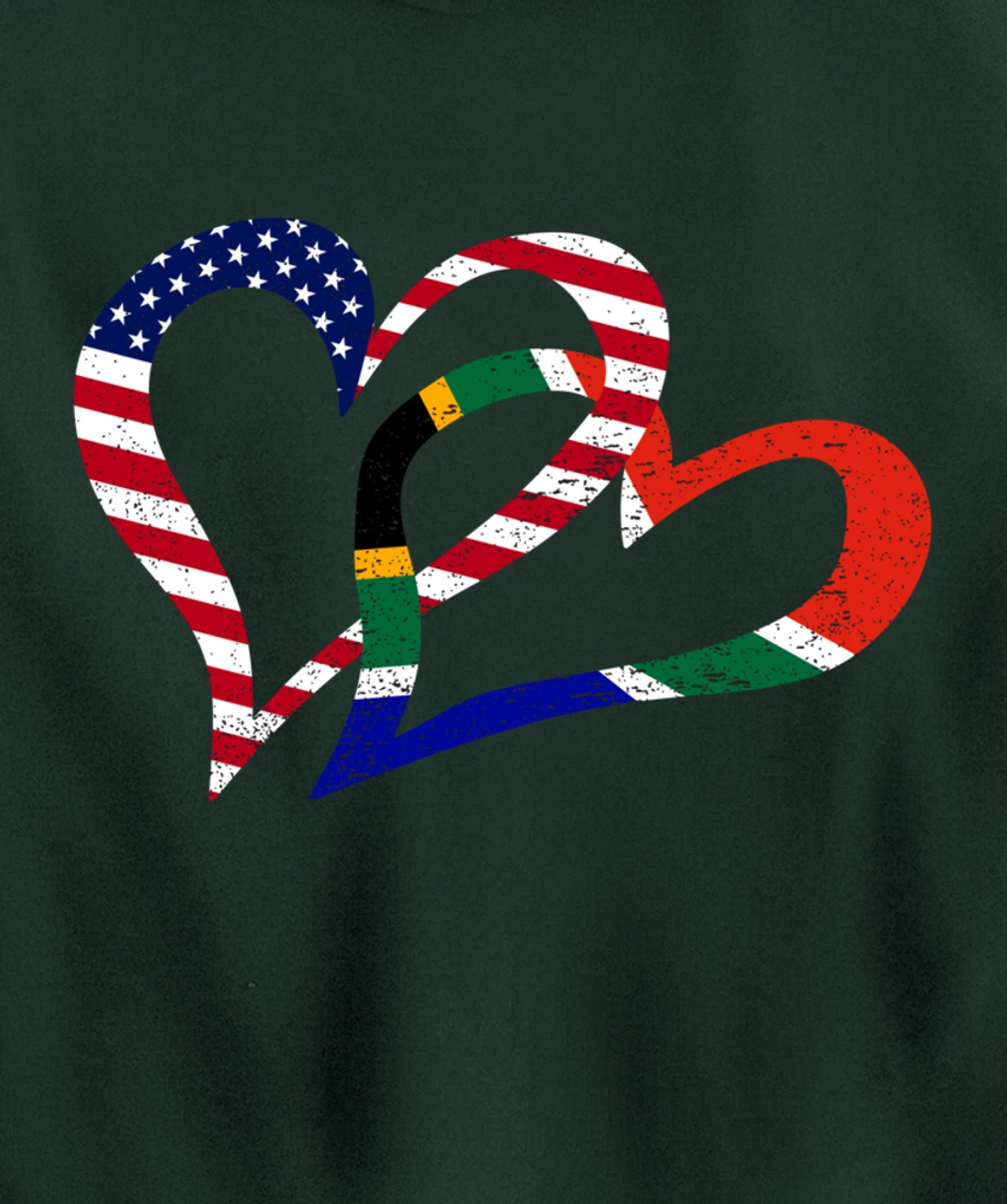 Love Heart South Africa African USA Americans Flag Colors Pullover Hoodie