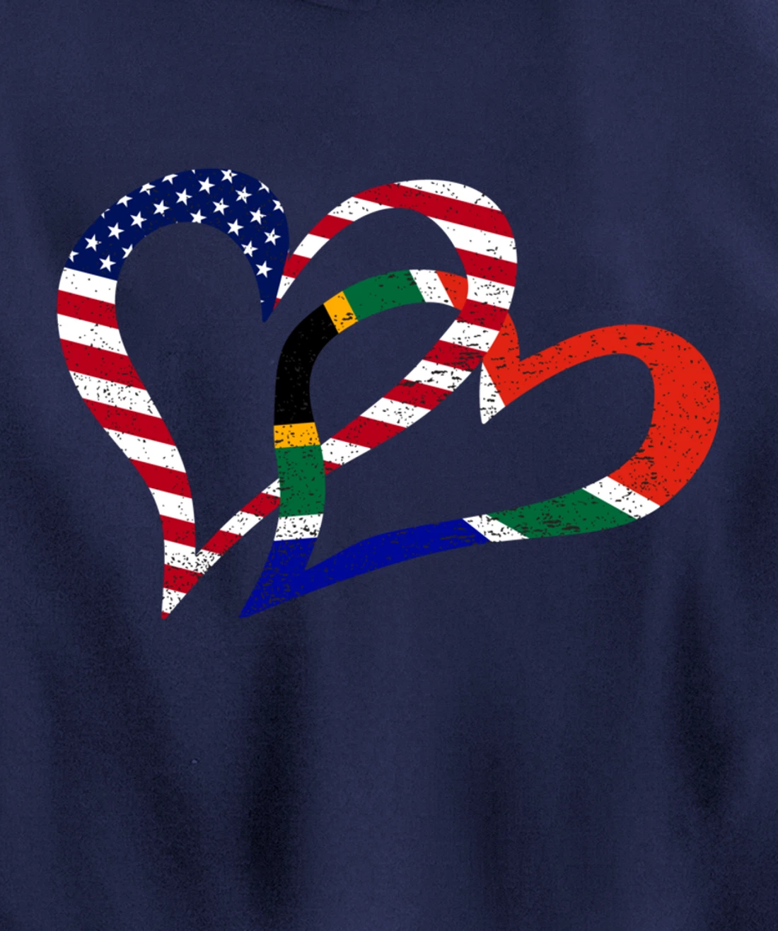 Love Heart South Africa African USA Americans Flag Colors Pullover Hoodie