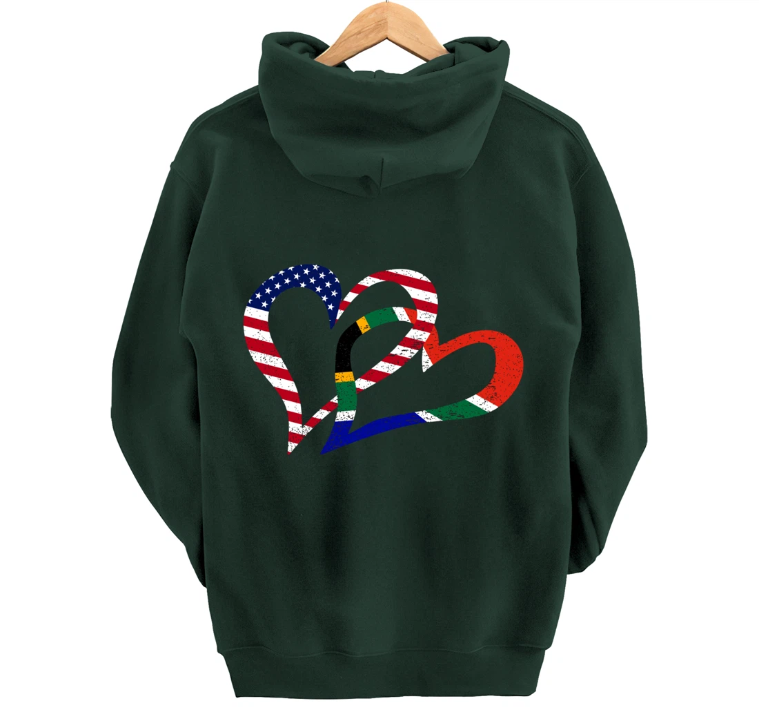 Love Heart South Africa African USA Americans Flag Colors Pullover Hoodie