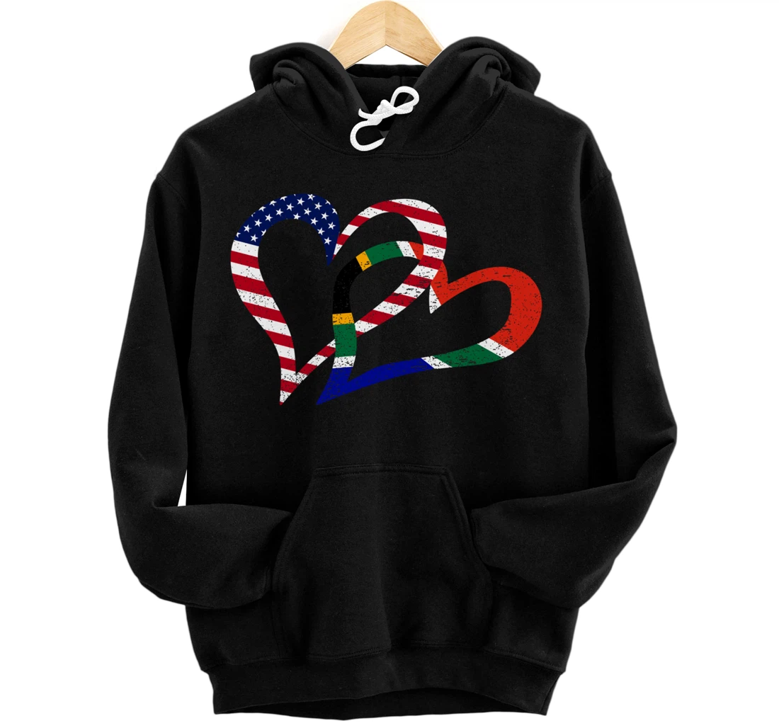 Love Heart South Africa African USA Americans Flag Colors Pullover Hoodie