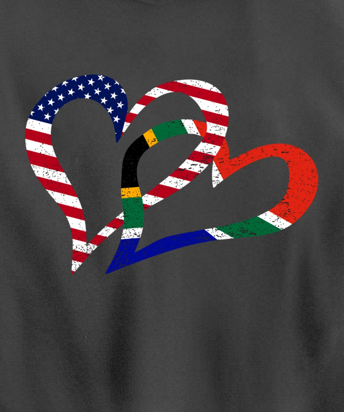 Love Heart South Africa African USA Americans Flag Colors Pullover Hoodie