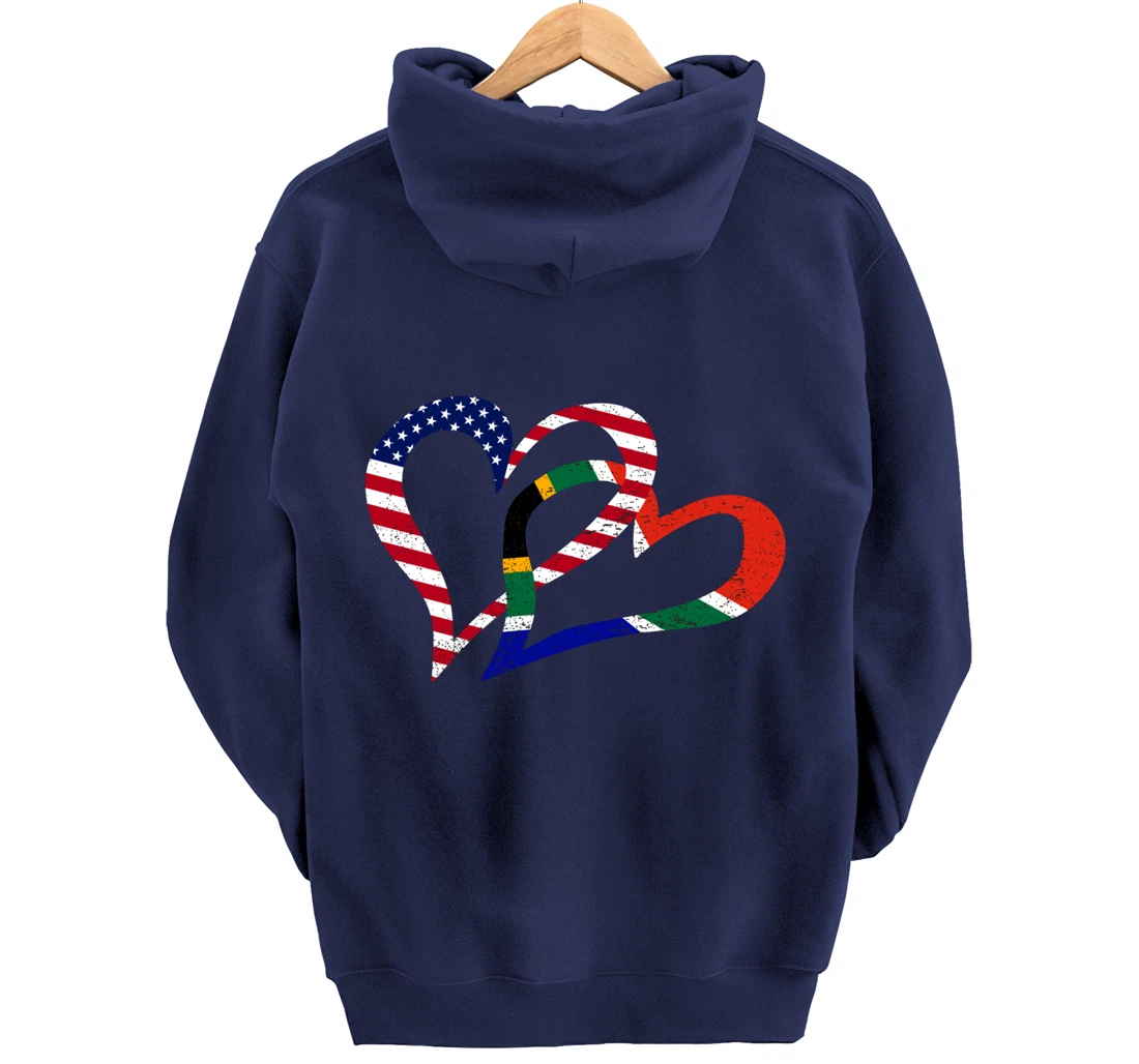 Love Heart South Africa African USA Americans Flag Colors Pullover Hoodie
