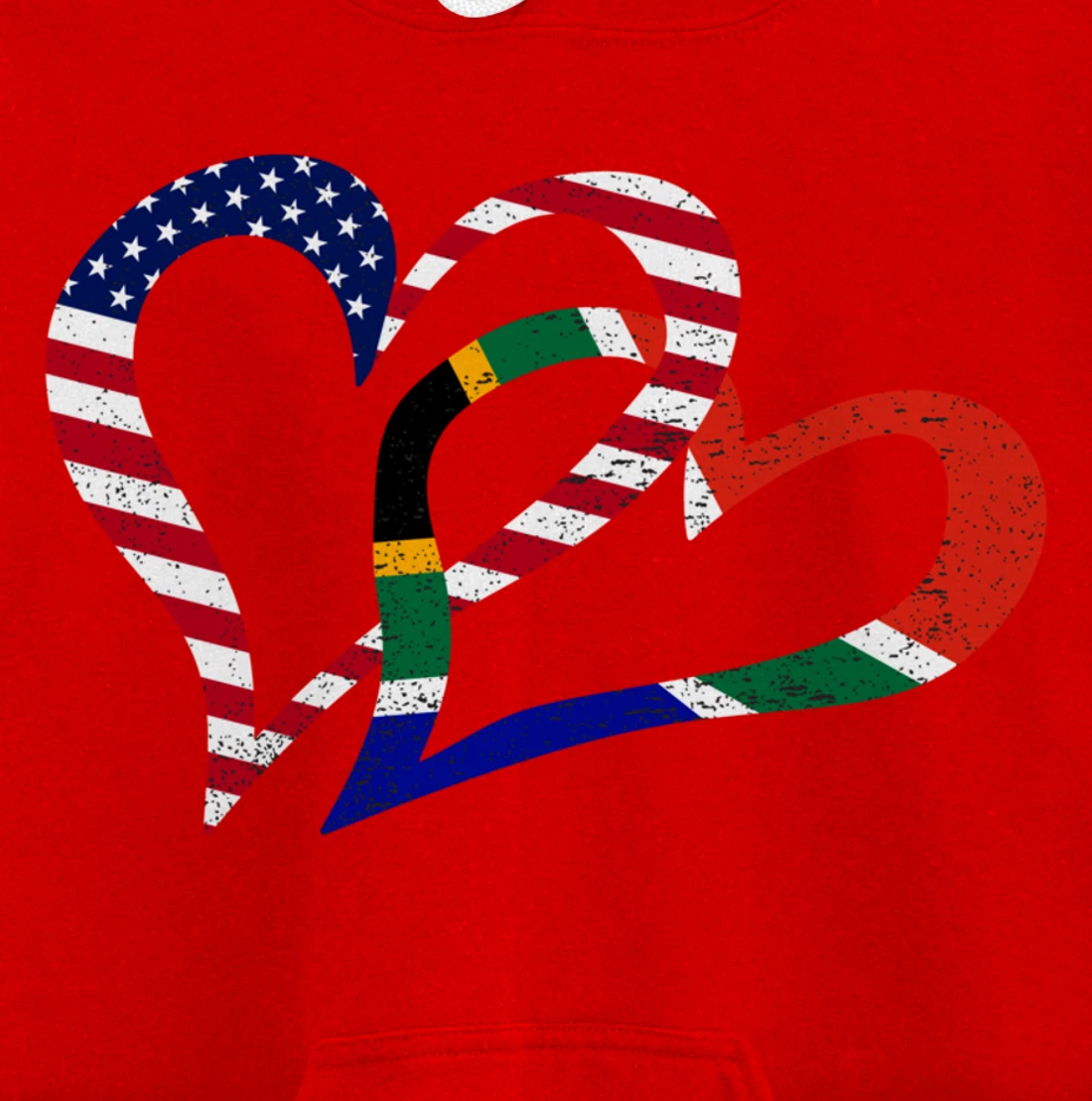 Love Heart South Africa African USA Americans Flag Colors Pullover Hoodie