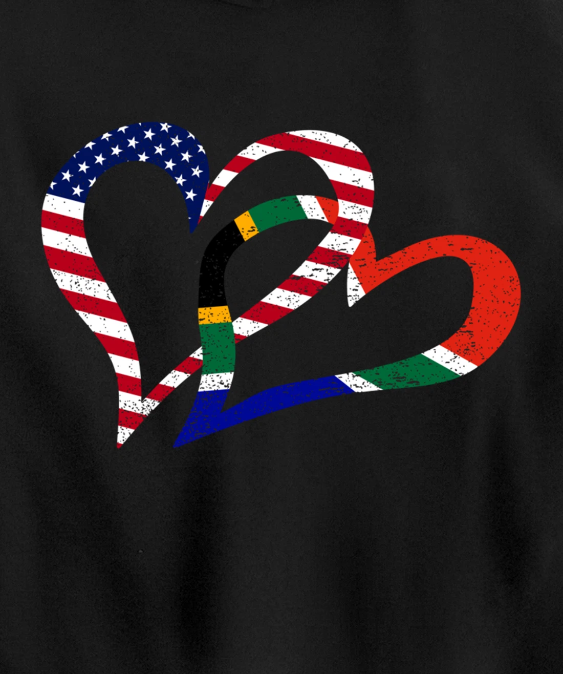 Love Heart South Africa African USA Americans Flag Colors Pullover Hoodie