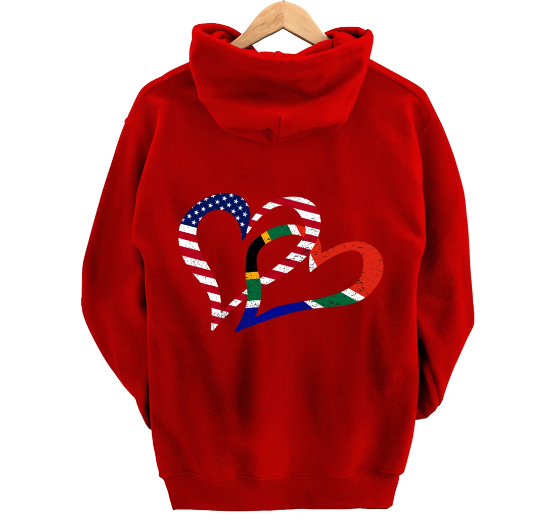 Love Heart South Africa African USA Americans Flag Colors Pullover Hoodie