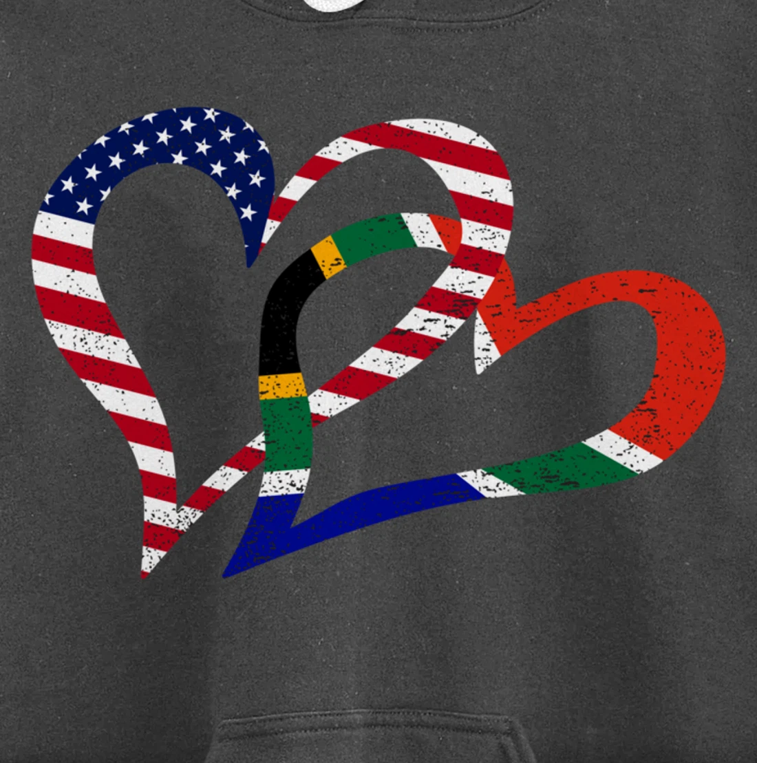Love Heart South Africa African USA Americans Flag Colors Pullover Hoodie