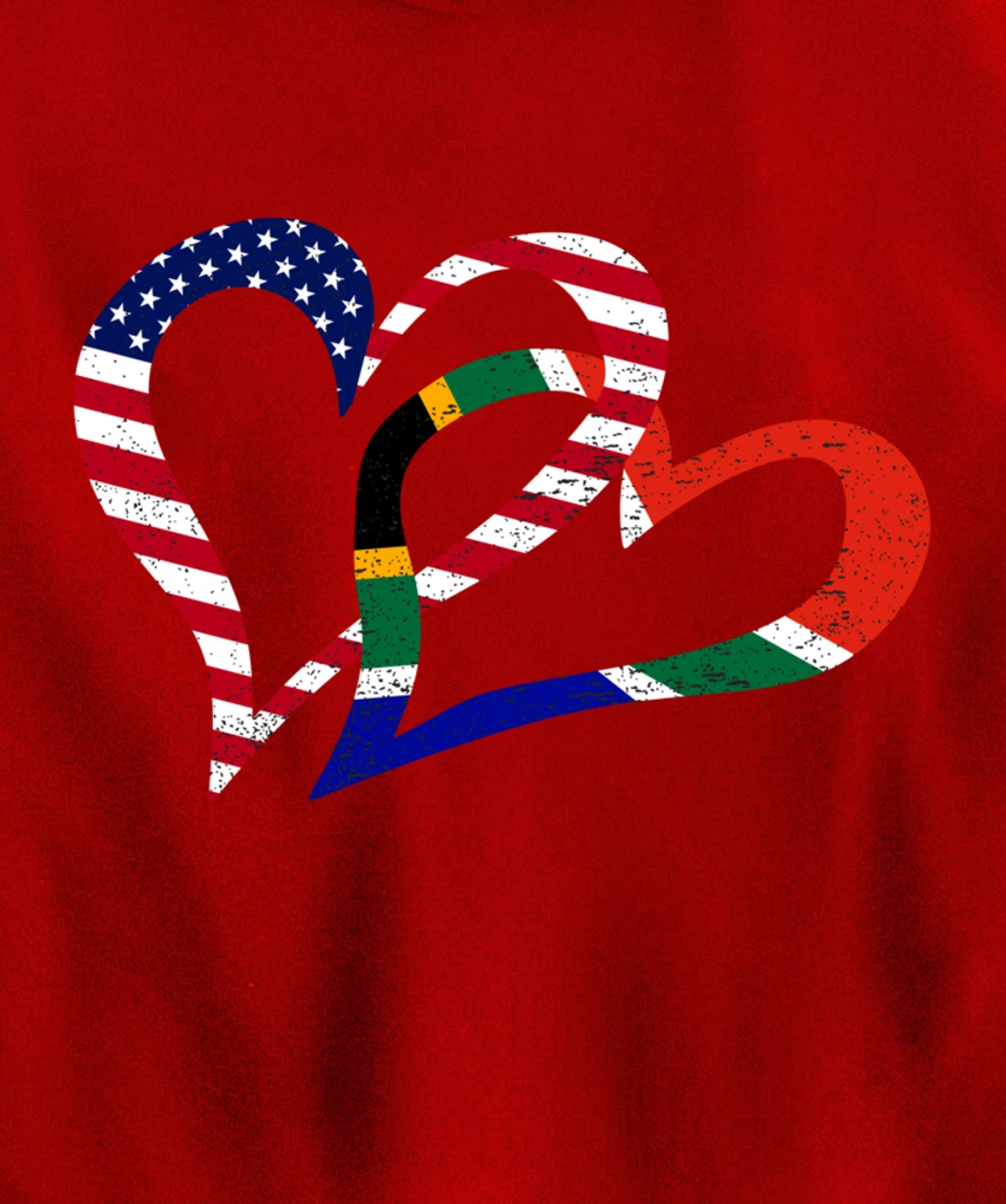 Love Heart South Africa African USA Americans Flag Colors Pullover Hoodie