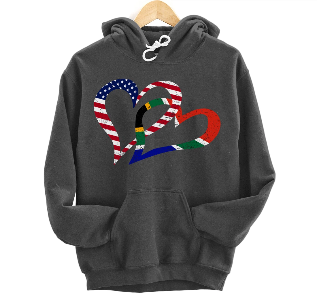 Love Heart South Africa African USA Americans Flag Colors Pullover Hoodie
