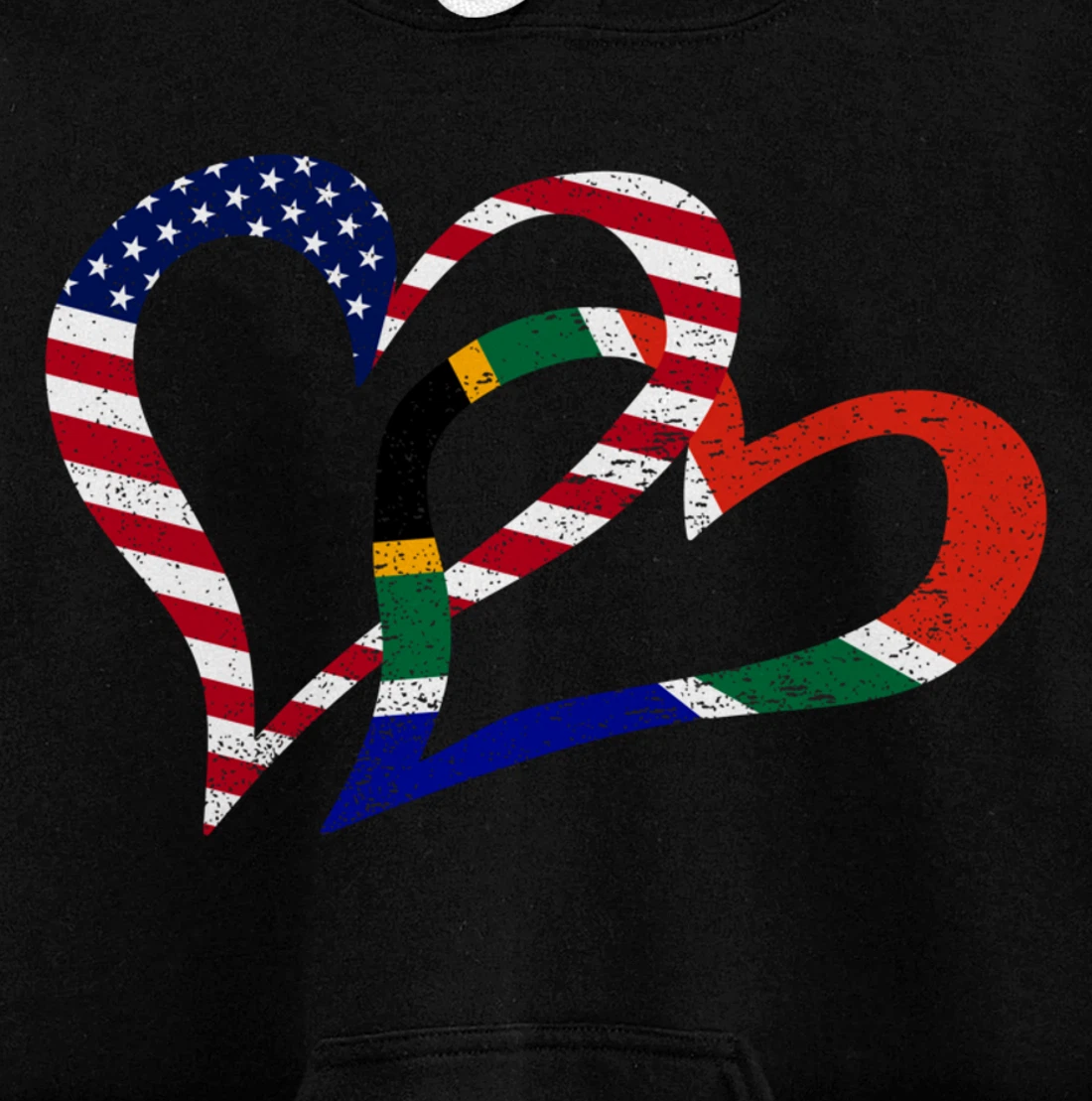 Love Heart South Africa African USA Americans Flag Colors Pullover Hoodie