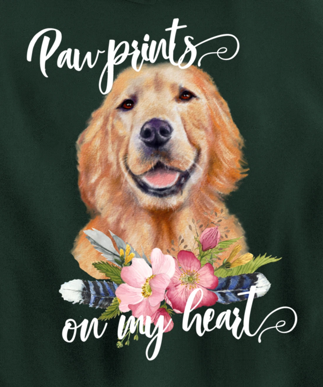 Paw Prints on My Heart Dog Lover Gifts Golden Retriever Pullover Hoodie