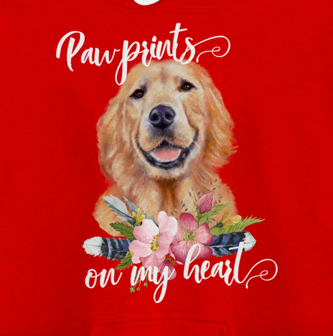 Paw Prints on My Heart Dog Lover Gifts Golden Retriever Pullover Hoodie