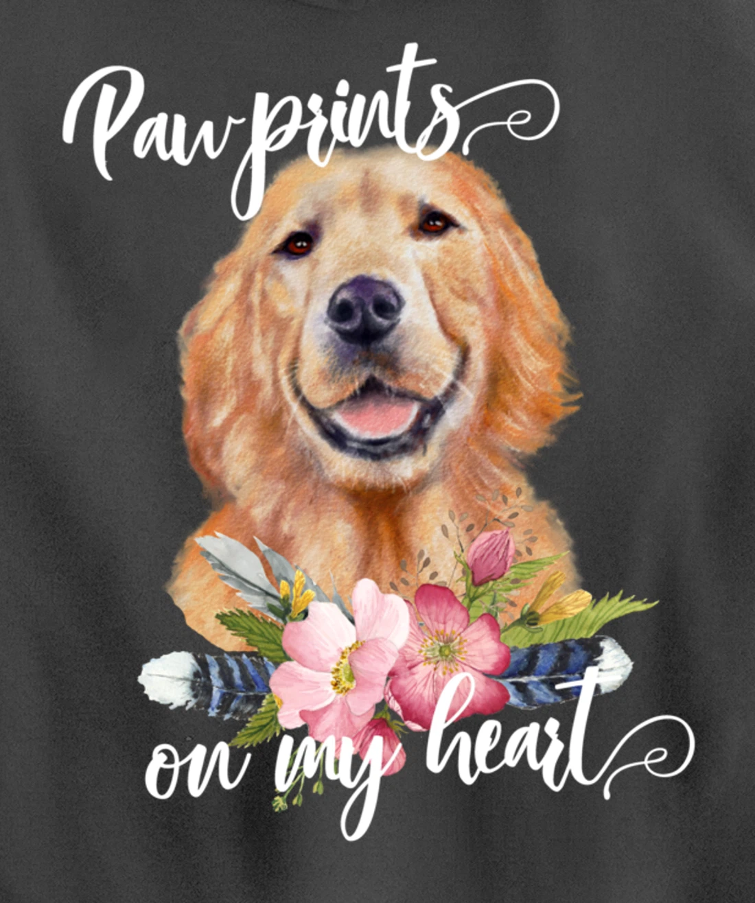 Paw Prints on My Heart Dog Lover Gifts Golden Retriever Pullover Hoodie