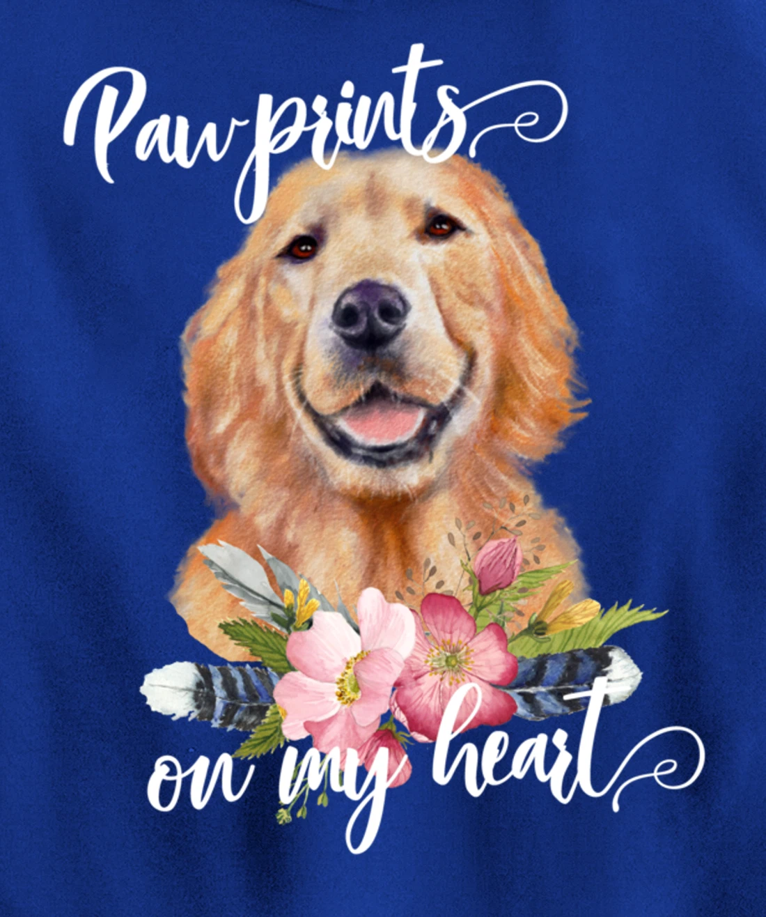 Paw Prints on My Heart Dog Lover Gifts Golden Retriever Pullover Hoodie